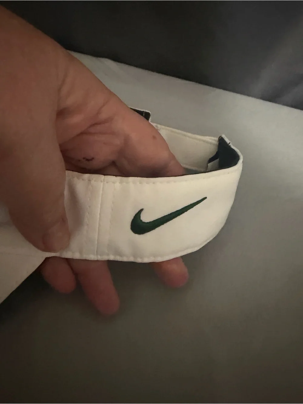 UPSTATE White Sun Visor with Green Embroidery